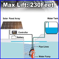 Solar Deep Well Pump System, 24V Water Pump+200W Mono Solar Panel for Irrigation