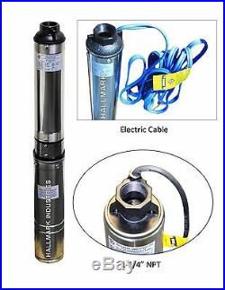 Submersible Pump, 3.5 Deep Well, 1 HP, 115V, 25 GPM, 220 ft MAX, Heavy Duty