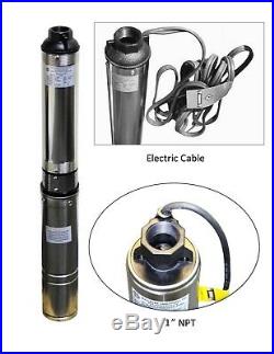 Submersible Pump, 3 Deep Well, 3/4 HP, 115V, 13 GPM, 247 ft MAX, Long life