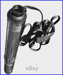Submersible Pump, 3 Deep Well, 3/4 HP, 115V, 13 GPM, 247 ft MAX, Long life