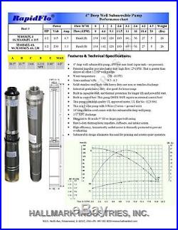 Submersible Pump, Deep Well, 1/2HP, 220V, 25 GPM, 4, all S. S