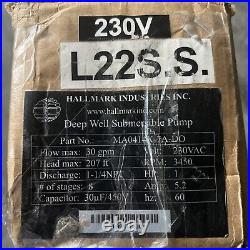 Submersible Pump, Deep Well, 4-230V, L22S. S. Hallmark Industries MA0414X-7A-DO