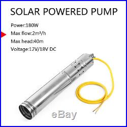 Submersible Water Pump 12V 40M Lift Max Flow 2000L/H Solar Energy Deep Well a