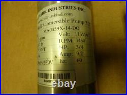 Used ¾ HP 115 Volt 13 GPM Hallmark Industries Deep Well Submersible Pump 247