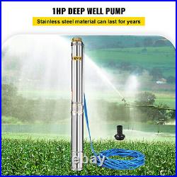 VEVOR 4 0.75KWith1HP Stainless Steel Deep Submersible Well Pump With 20m Cable