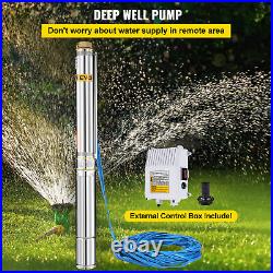 VEVOR 4 1.5HP Deep Well Pump Submersible Water Pump Borehole Pump + 40m Cable