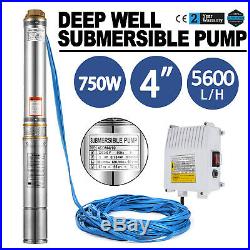 VEVOR 4 SUBMERSIBLE BOREHOLE DEEP WELL WATER PUMP 69m 230V 0.75kW LONG LIFE